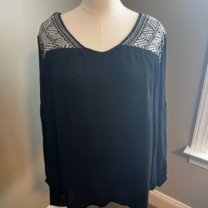 Old Navy Black Boho Long Sleeve Blouse